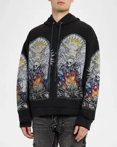 WHO DECIDES WAR Men's Skull Hooded Pullover in Distressed Cotton | Thumbnail 4 WHO DECIDES WAR Men's Skull Hooded Pullover in Distressed Cotton | Thumbnail 4