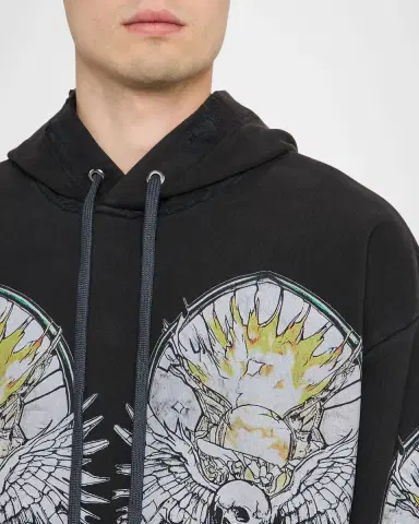 WHO DECIDES WAR Men's Skull Hooded Pullover in Distressed Cotton | Thumbnail 5 WHO DECIDES WAR Men's Skull Hooded Pullover in Distressed Cotton | Thumbnail 5