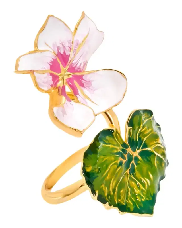 Cyclamen and Leaf Statement Ring