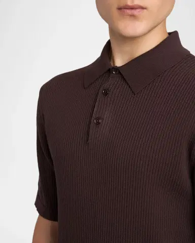Dolce & Gabbana Men 's Cotton Ribbed Polo Shirt | Thumbnail 5