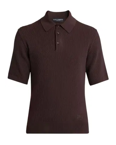 Dolce & Gabbana Men 's Cotton Ribbed Polo Shirt | Thumbnail 1