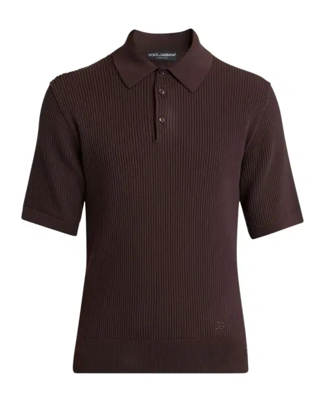 Men 's Cotton Ribbed Polo Shirt
