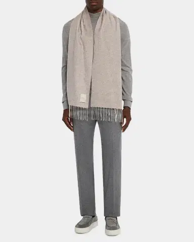 PIACENZA 1733 Men's Silk and Cashmere Double-Face Scarf | Thumbnail 2