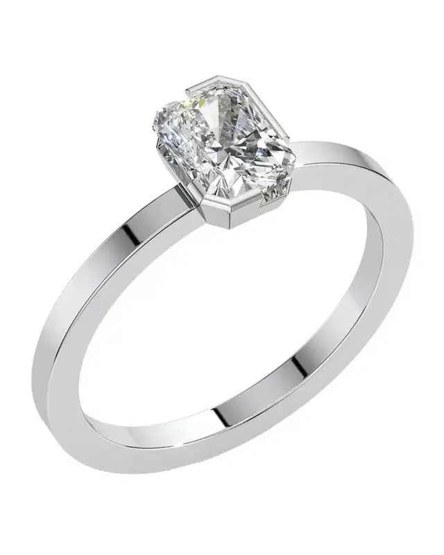Meta Lab-Grown Diamond Radiant Solitaire Ring in 18K White Gold