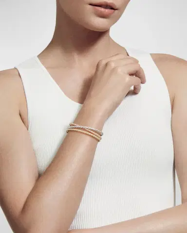 David Yurman Sculpted Cable Three-Row Bracelet with Diamonds in 18K Gold | Thumbnail 2 David Yurman Sculpted Cable Three-Row Bracelet with Diamonds in 18K Gold | Thumbnail 2