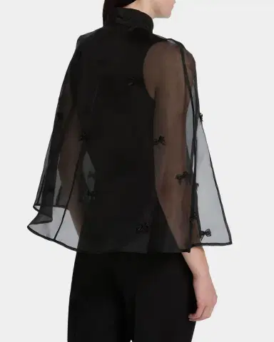 Carolyn Rowan Bow Silk Organza Cape | Thumbnail 3