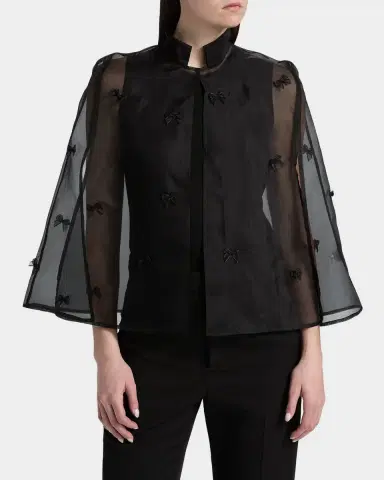 Carolyn Rowan Bow Silk Organza Cape | Thumbnail 4