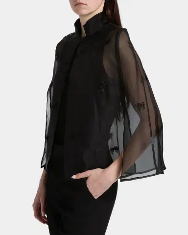 Carolyn Rowan Bow Silk Organza Cape | Thumbnail 5
