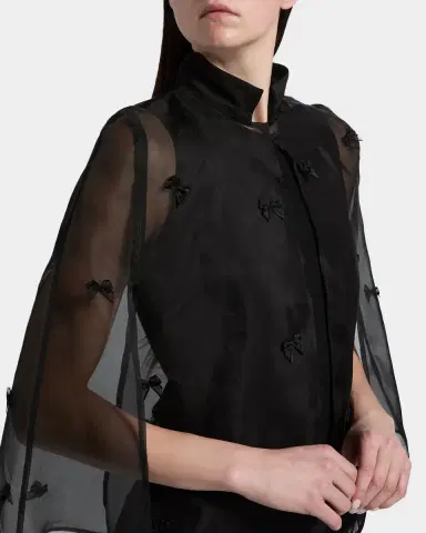 Carolyn Rowan Bow Silk Organza Cape | Thumbnail 7