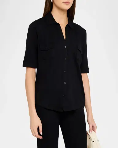 MAJESTIC FILATURES Soft Touch Elbow-Sleeve Shirt | Thumbnail 4 MAJESTIC FILATURES Soft Touch Elbow-Sleeve Shirt | Thumbnail 4