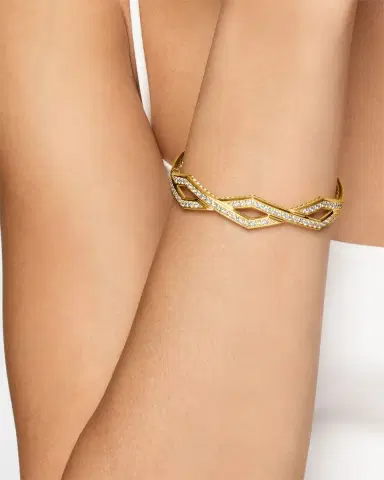 David Yurman Pave Stax Cuff Bracelet with Diamonds in 18K Gold | Thumbnail 2