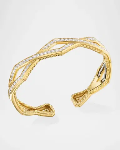 David Yurman Pave Stax Cuff Bracelet with Diamonds in 18K Gold | Thumbnail 3