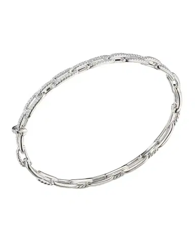 David Yurman Stax Chain Link Bracelet with Diamonds in 18K White Gold | Thumbnail 1