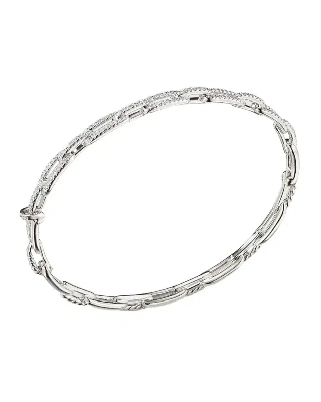 Stax Chain Link Bracelet with Diamonds in 18K White Gold