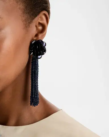 Oscar de la Renta Flower Chandelier Clip-On Earrings | Thumbnail 2