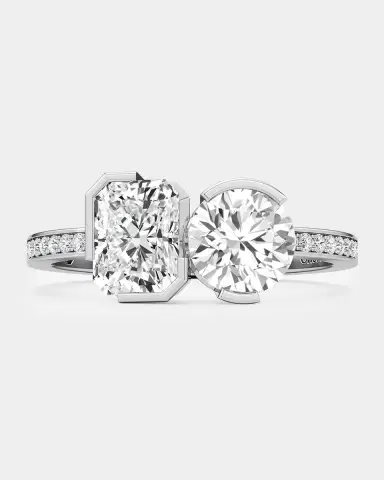 Unsaid Meta Radiant-Round Lab-Grown Diamond Pave Ring in 18K White Gold | Thumbnail 2 Unsaid Meta Radiant-Round Lab-Grown Diamond Pave Ring in 18K White Gold | Thumbnail 2
