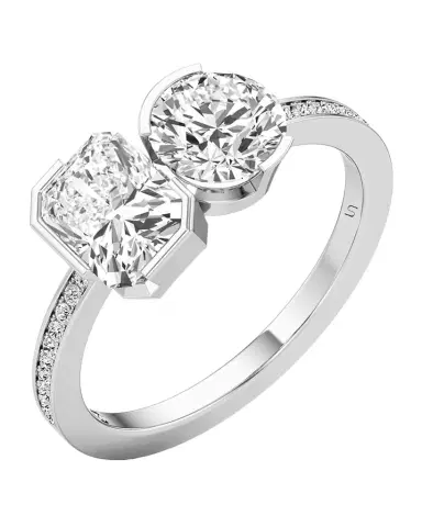 Unsaid Meta Radiant-Round Lab-Grown Diamond Pave Ring in 18K White Gold | Thumbnail 1 Unsaid Meta Radiant-Round Lab-Grown Diamond Pave Ring in 18K White Gold | Thumbnail 1