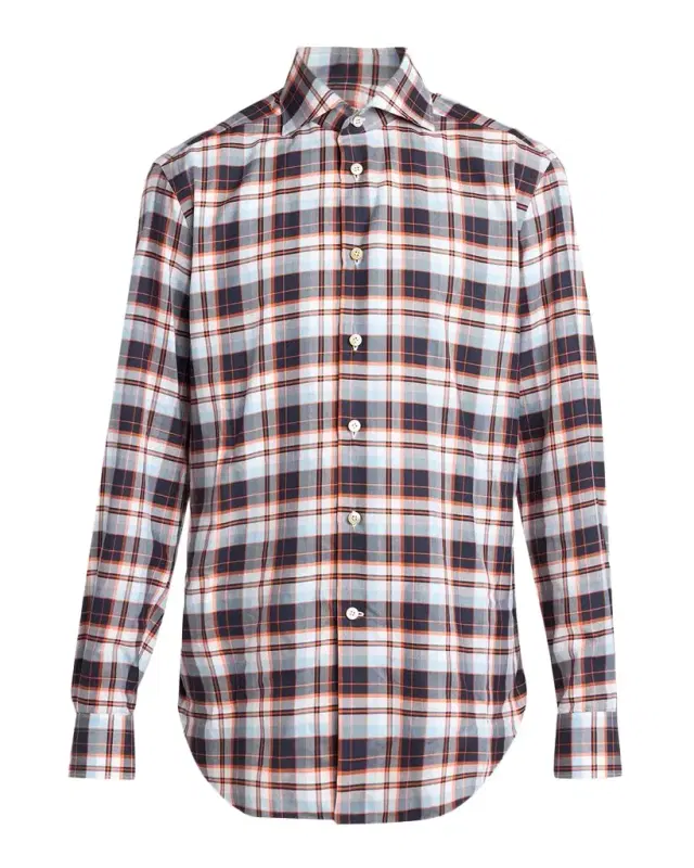 Men's Check Cotton Button-Down Shirt