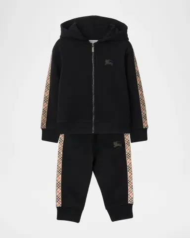 Burberry Boy's Check-Trim Cotton Jogging Pants, Size 6M-2 | Thumbnail 2 Burberry Boy's Check-Trim Cotton Jogging Pants, Size 6M-2 | Thumbnail 2