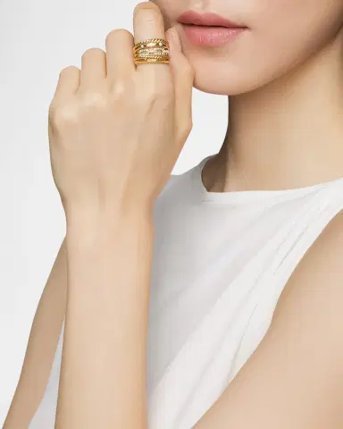 David Yurman Stax 5-Row Ring with Diamonds in 18K Gold/15mm | Thumbnail 2