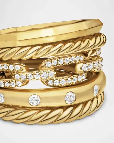David Yurman Stax 5-Row Ring with Diamonds in 18K Gold/15mm | Thumbnail 4
