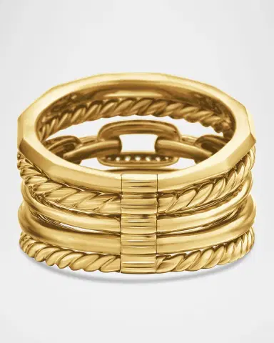 David Yurman Stax 5-Row Ring with Diamonds in 18K Gold/15mm | Thumbnail 6
