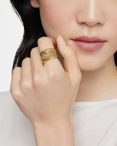 David Yurman Stax 5-Row Ring with Diamonds in 18K Gold/15mm | Thumbnail 8
