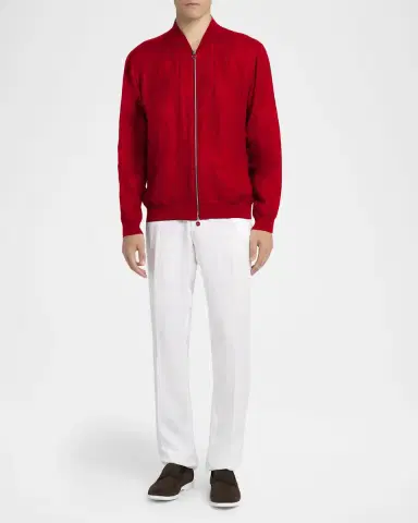 Kiton Men's Linen Full-Zip Blouson | Thumbnail 2 Kiton Men's Linen Full-Zip Blouson | Thumbnail 2