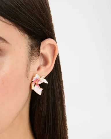 Oscar de la Renta Cyclamen Small Stud Earrings, Pink | Thumbnail 3 Oscar de la Renta Cyclamen Small Stud Earrings, Pink | Thumbnail 3