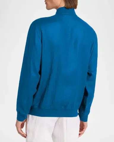 Kiton Men's Linen Full-Zip Blouson | Thumbnail 3 Kiton Men's Linen Full-Zip Blouson | Thumbnail 3