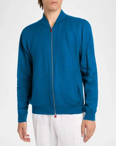 Kiton Men's Linen Full-Zip Blouson | Thumbnail 4 Kiton Men's Linen Full-Zip Blouson | Thumbnail 4