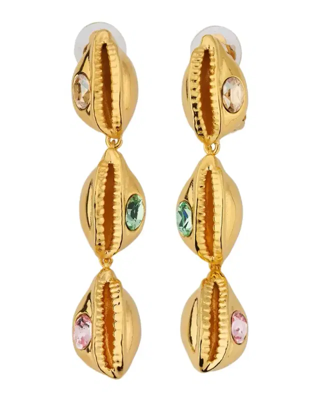 Cowrie Shell Clip-On Drop Earrings