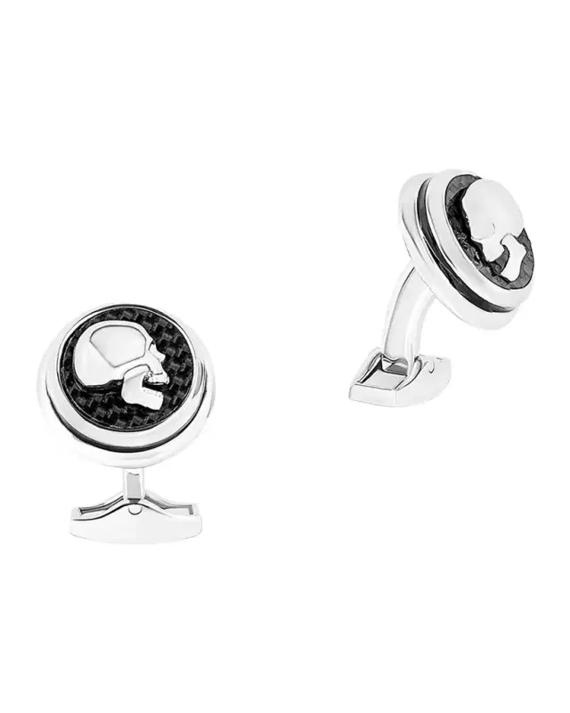 Men 's Carbon Fiber Skull Cufflinks
