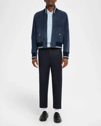 Thom Browne Men's Suede Rib-Knit Blouson Jacket | Thumbnail 2