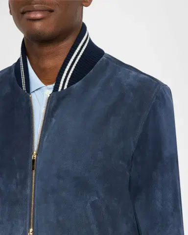 Thom Browne Men's Suede Rib-Knit Blouson Jacket | Thumbnail 5