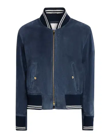 Thom Browne Men's Suede Rib-Knit Blouson Jacket | Thumbnail 1