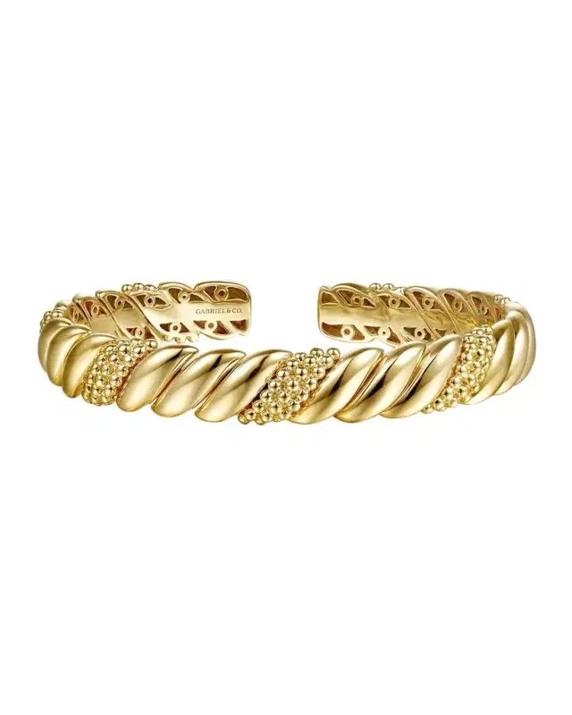 14K Yellow Plain Gold Bujukan Split Bangle Bracelet