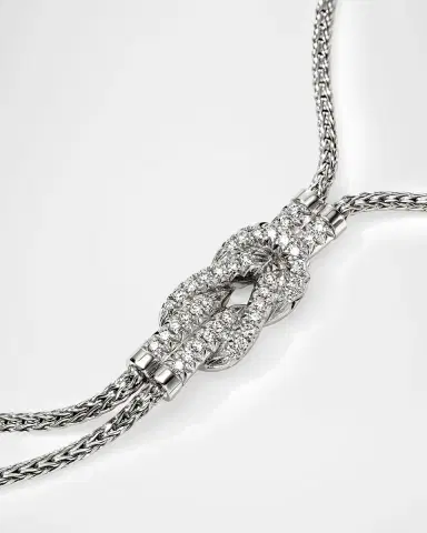 John Hardy Sterling Silver Pave Love Knot Y Necklace | Thumbnail 3