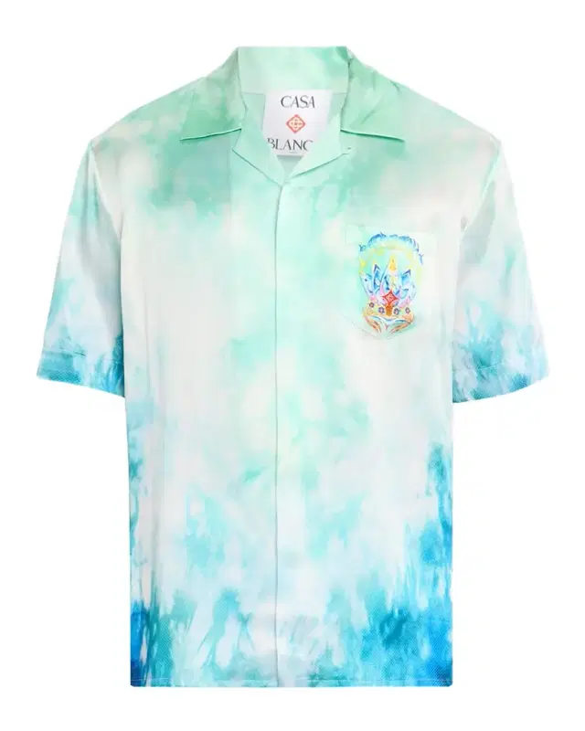 Men 's Silk Surf Lotus Tie-Dye Short-Sleeve Shirt