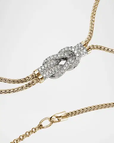 John Hardy 14K Pave Love Knot Y Necklace | Thumbnail 3