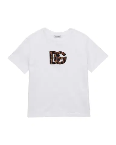 Dolce & Gabbana Girl's Leopard Logo Cotton T-Shirt, Size 4-6 | Thumbnail 1 Dolce & Gabbana Girl's Leopard Logo Cotton T-Shirt, Size 4-6 | Thumbnail 1