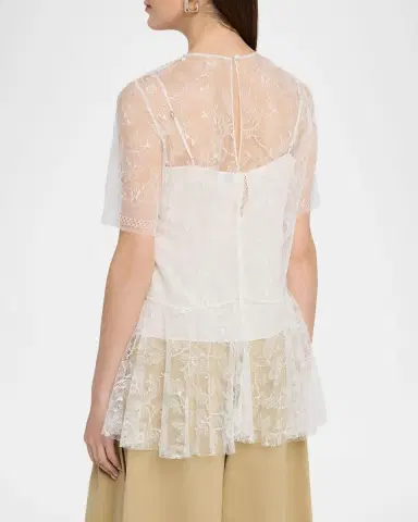Adam Lippes Dido Floral Lace Tulle Top | Thumbnail 3 Adam Lippes Dido Floral Lace Tulle Top | Thumbnail 3