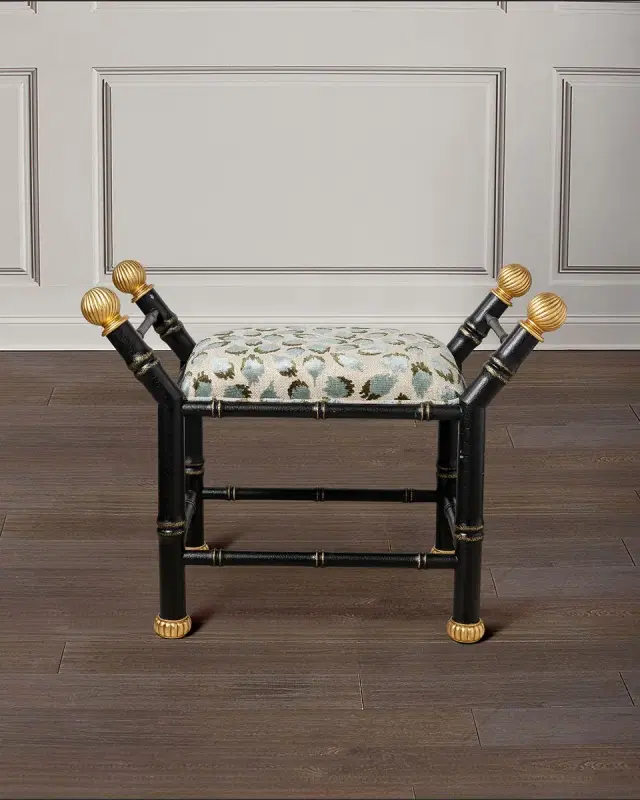 Port 68 Boca Celadon Ocelot-Print Bench