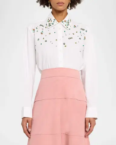 Tanya Taylor Margaux Embellished Button-Front Shirt | Thumbnail 4 Tanya Taylor Margaux Embellished Button-Front Shirt | Thumbnail 4