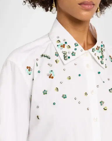 Tanya Taylor Margaux Embellished Button-Front Shirt | Thumbnail 5 Tanya Taylor Margaux Embellished Button-Front Shirt | Thumbnail 5
