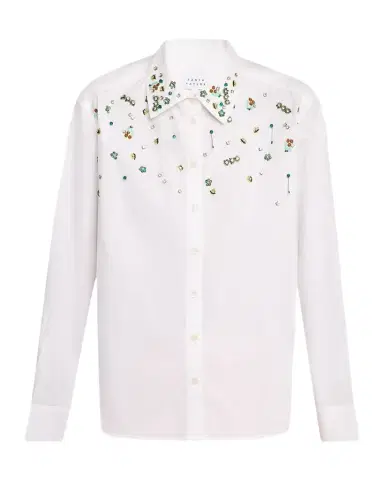 Tanya Taylor Margaux Embellished Button-Front Shirt | Thumbnail 1 Tanya Taylor Margaux Embellished Button-Front Shirt | Thumbnail 1