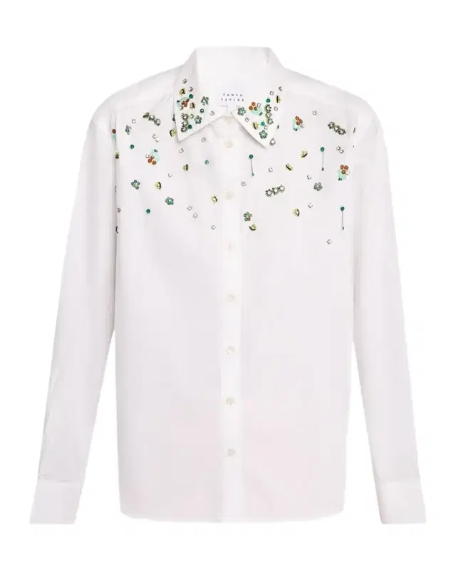 Tanya Taylor Margaux Embellished Button-Front Shirt