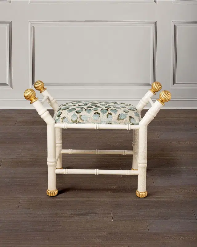 Port 68 Boca Celadon Ocelot-Print Bench, White