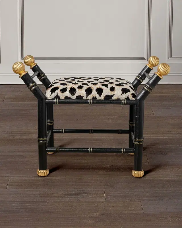 Port 68 Boca Black Ocelot-Print Bench
