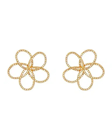 Oscar de la Renta Flower Rhinestone Chain-Link Earrings | Thumbnail 1 Oscar de la Renta Flower Rhinestone Chain-Link Earrings | Thumbnail 1